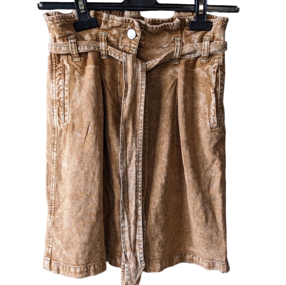 Pilcro Tan Washed Mini Skirt with Belt